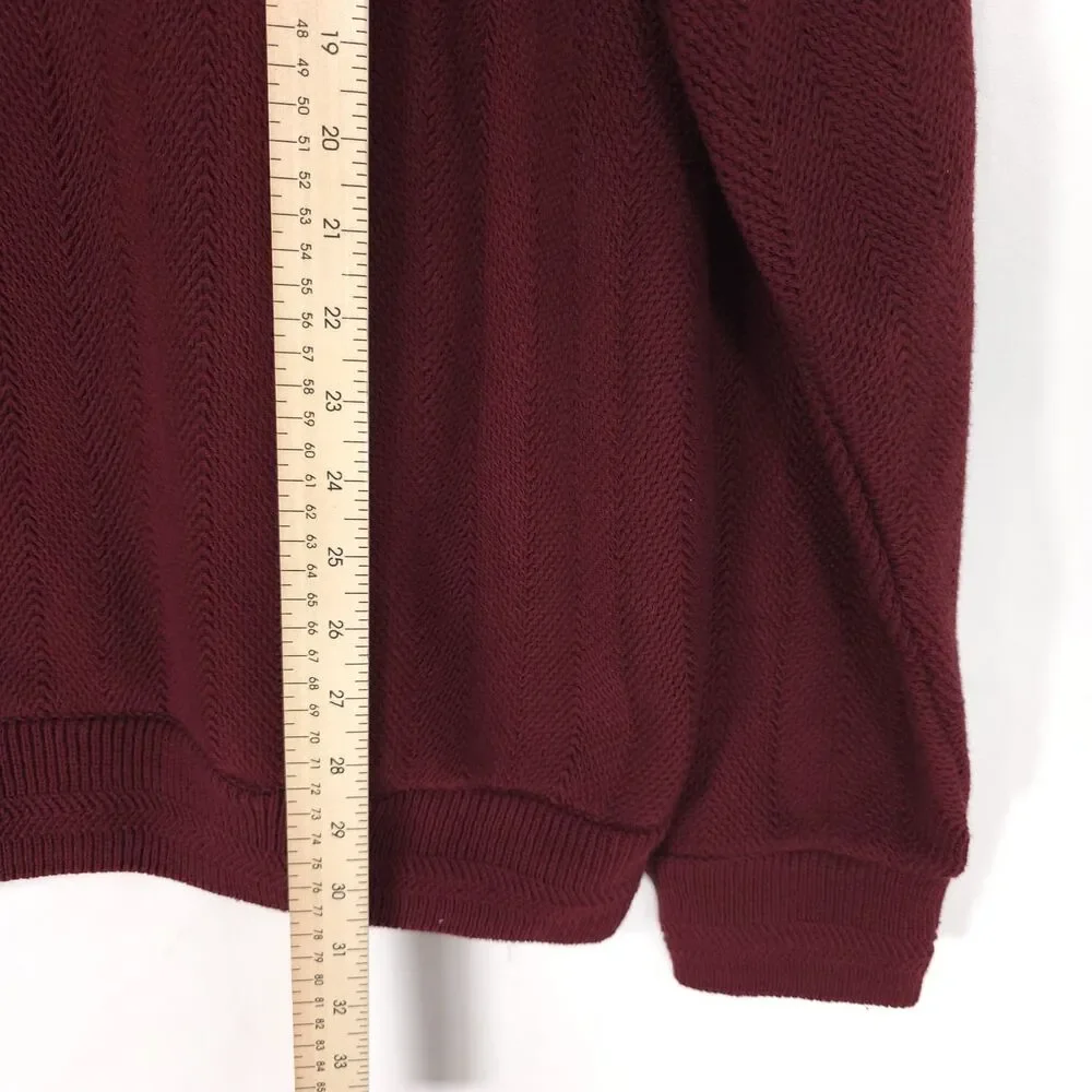CHAPS RALPH LAUREN Mens VINTAGE Sweater MEDIUM Burgundy‎ Crewneck Logo USA MADE
